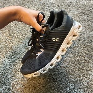 On Running Black and White Athletic Shoes